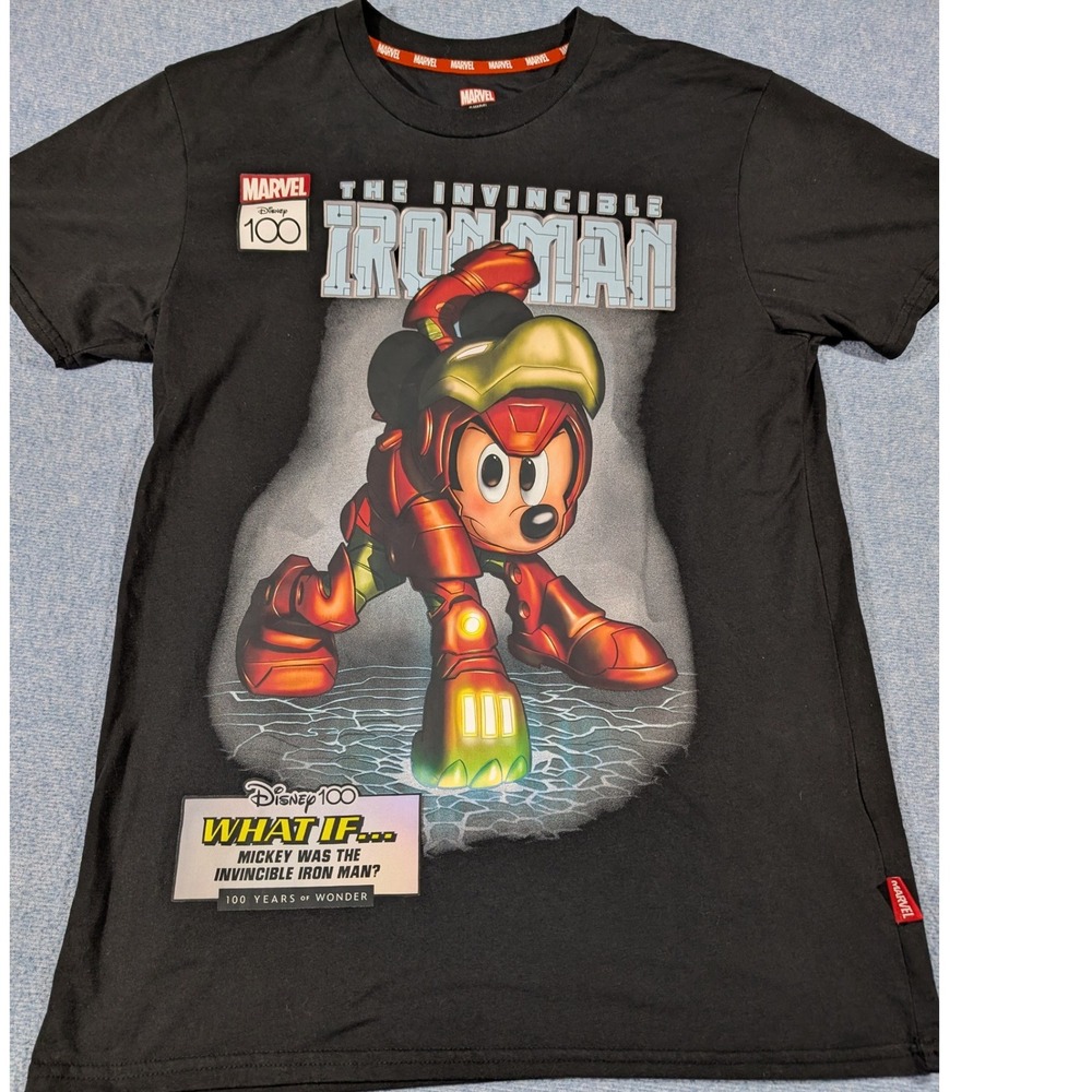 Marvel Disney 100 Mickey Mouse Iron Man What If T-Shirt Black Mens Medium